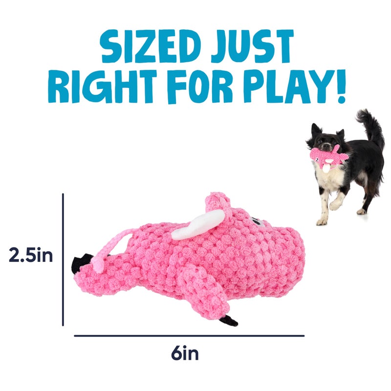 goDog Checkers Just for Me Flying Pig Squeaky Plush Dog Toy with Chew Guard Technology, Durable Fabric & Squeaker for Active Play, Pink, Mini - Image 3